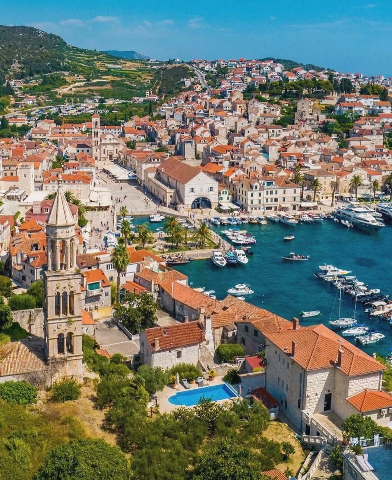 Hvar town view fromm the nerby hill